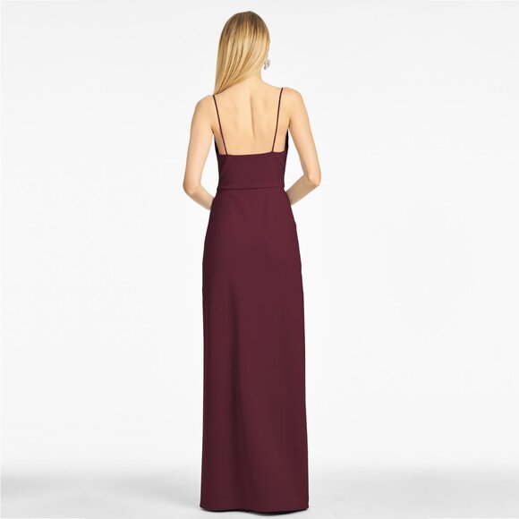 NWT SACHIN + BABI Paulina Gown in Deep Wine  Draped Crepe Maroon Merlot 22 - Picture 4 of 9